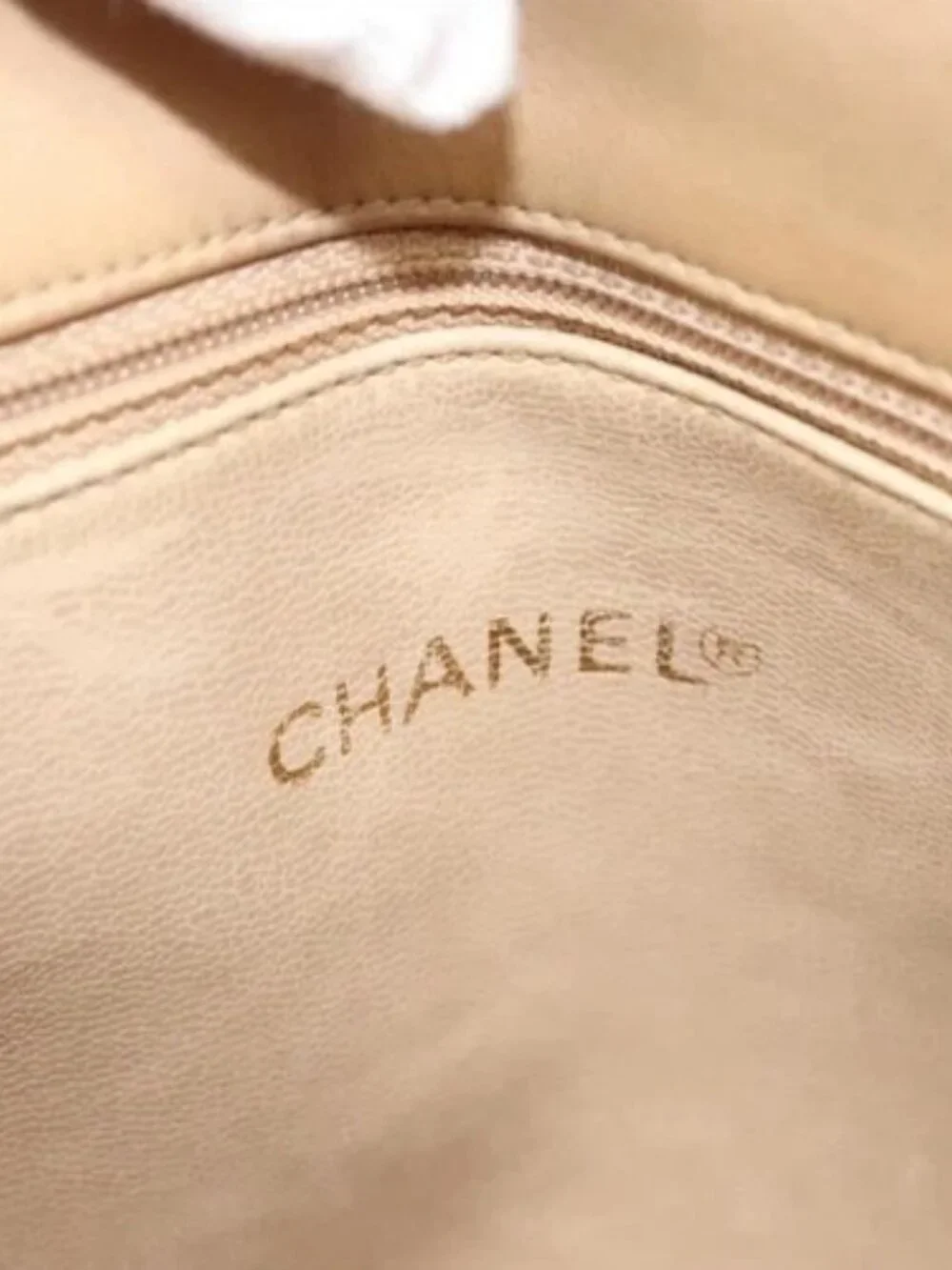 CHANEL COCO Mark Shoulder Bag Lamb Skin Beige Gold CC Auth BA1376